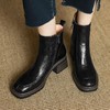 【预售5天】法式复古粗跟短靴女秋冬新款圆头高跟靴子显瘦马丁靴单靴LD&6975 商品缩略图1