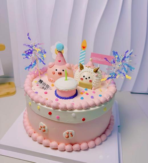 一起生日-手绘双卡通立体奶油霜 商品图0