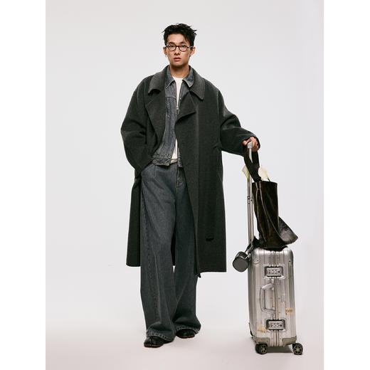 棉仓3571023001-【漫步巴黎】大翻领异/双层门襟设计毛呢大衣 商品图3