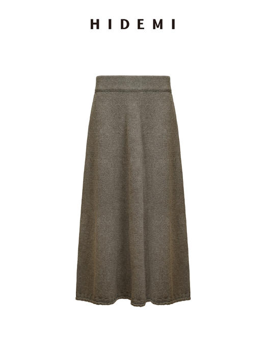 HIDEMI 进口澳洲美利奴羊毛花纱立领短袖粗针极简廓形毛衣半裙套装 毛衣｜茧型半裙 商品图9