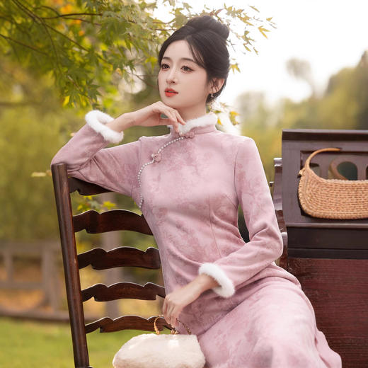 新中式修身麂皮绒，加绒日常显瘦旗袍MLS-7101 商品图4