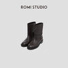 ROMI STUDIO“率性简约” 头层软牛皮拼混种羊皮中筒靴 RW24WP30707 商品缩略图0
