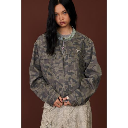 GOODBAI GOODEES迷彩圆领牛仔夹克 商品图0