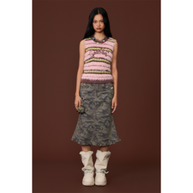 GOODBAI GOODEES提花logo彩色条纹毛衣背心