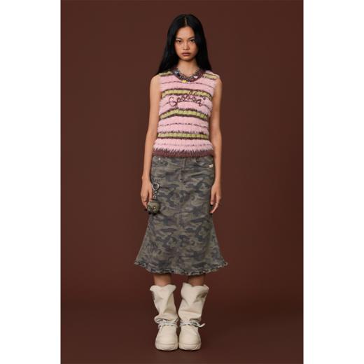 GOODBAI GOODEES提花logo彩色条纹毛衣背心 商品图0