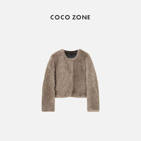 COCO ZONE美拉德羊绒毛圆领气质休闲暗扣外套 23C29923