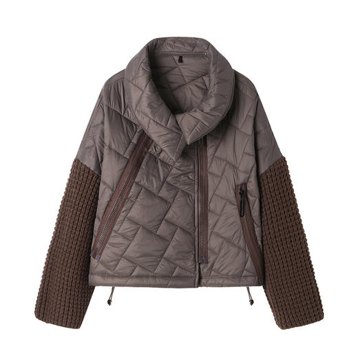 CC-22-219棉服拼接上衣秋冬加厚设计感小众外套大码胖mm短款翻领开衫洋气 商品图4