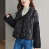 CC-22-219棉服拼接上衣秋冬加厚设计感小众外套大码胖mm短款翻领开衫洋气 商品缩略图3