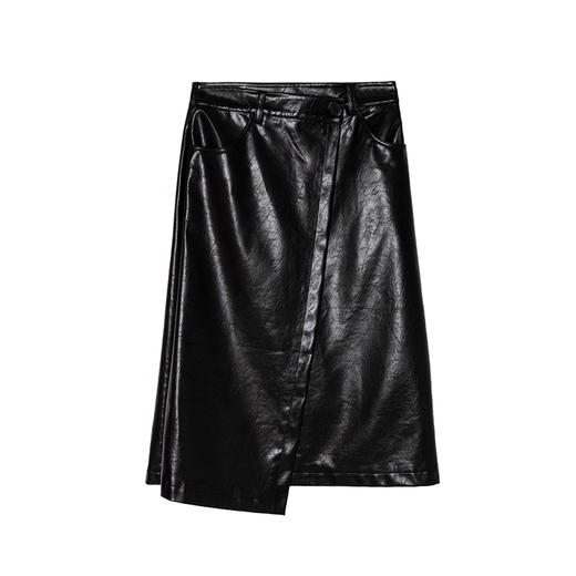 西嘉经典高智感轻解构主义斜门襟皮半裙2024冬新 商品图4