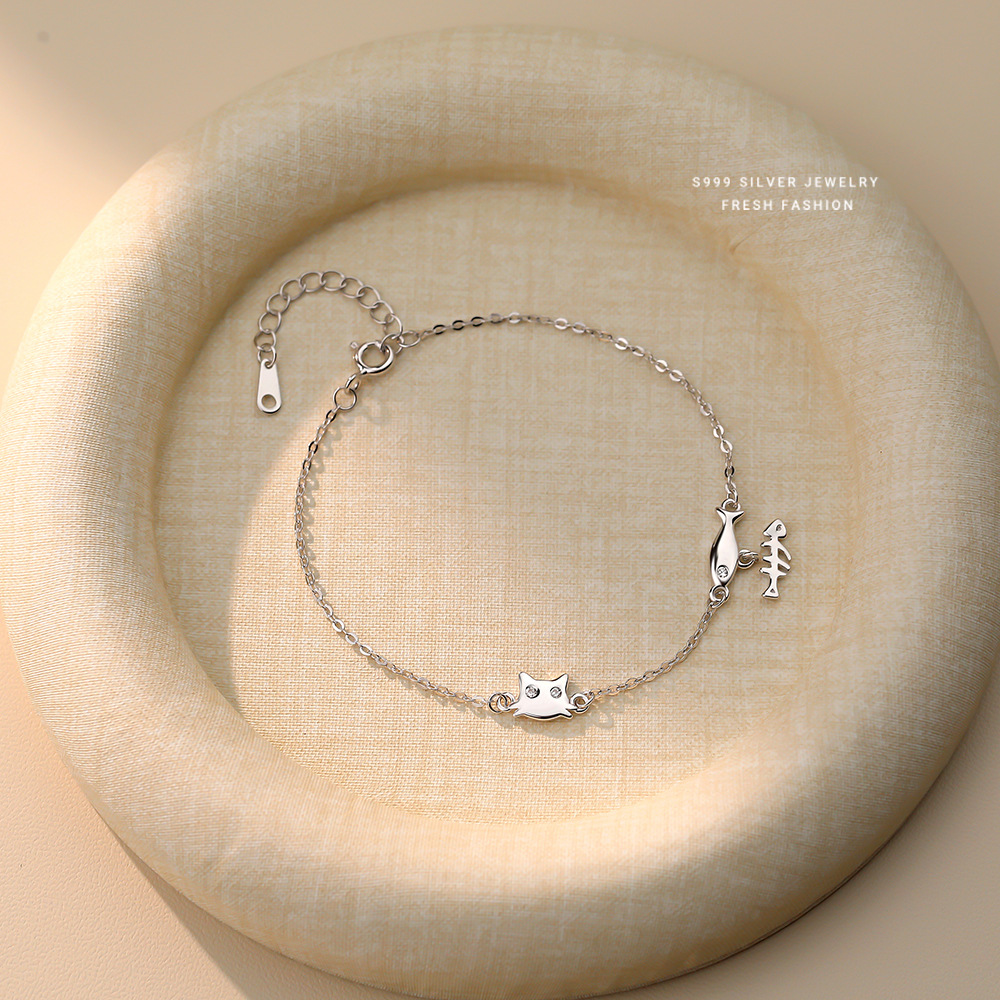 【可爱猫鱼】S999银手链【YXS-L857】