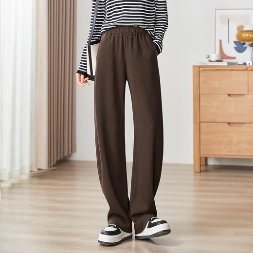 逸阳【美拉德垂坠坑条休闲裤】女香蕉裤2024新秋冬阔腿裤哈伦拖地长裤1526V 商品图1