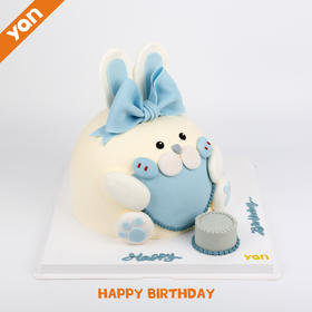 ins风翻糖兔兔蛋糕