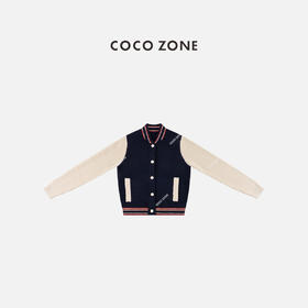 COCO ZONE 秋季学院风撞色单排扣长袖针织开衫CC1D2506