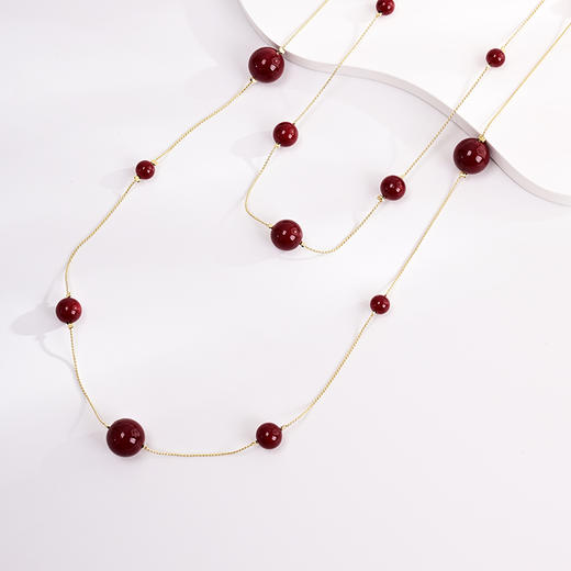 yszz-11001法式安可拉红琉璃贝珠双圈项链-RJ022 商品图3