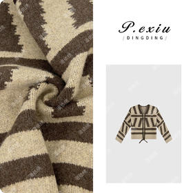 PanYiXiu/潘依绣羊-毛复古撞色提花V领长袖针织上衣 D395