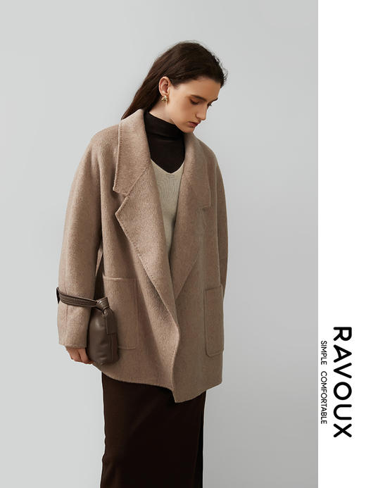 264269909中长牦牛绒混纺大衣 商品图5