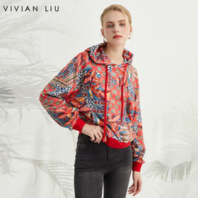 VIVIAN LIU薇薇安刘D2417302梅春女装新款连帽抽绳长袖针织衫