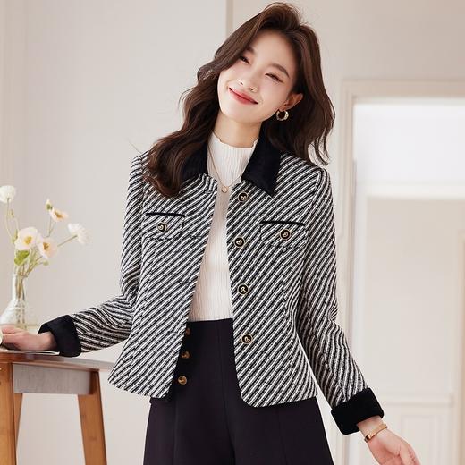 气质小香风条纹粗花呢洋气减龄短款外套SSFB2773 商品图1