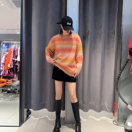 N圆领彩虹条长袖套头毛织41010（黑） 冬季 944010120321 商品图0