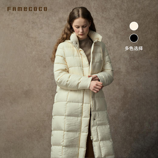Famecoco范可儿中式立领连帽长款羽绒服FAC8AH008 商品图0