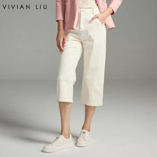 VIVIAN LIU薇薇安刘TD2455015秋女装新款斜插兜直筒牛仔裤 商品图0