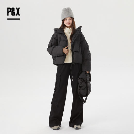 P&X设计师女装宽松休闲短款羽绒服824424286 黑色 商品图0