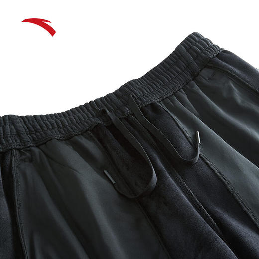 安踏运动卫裤男冬季新款加绒保暖黑色运动长裤束脚裤子152447330N 商品图5