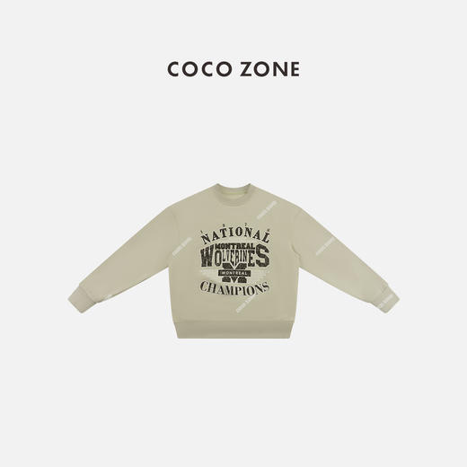 COCO ZONE 复古慵懒风字母圆领长袖套头卫衣CC1D2517 商品图0