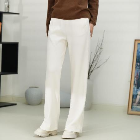 咖M1 臣禾鱼骨纹休闲裤松紧腰JZ244060121 商品图0