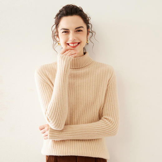 【自】全新升级【铂金会员441/天猫599/差价158】(12646) 洛诗琳秋冬新款纯色高领套头羊绒羊毛混纺修身打底针织毛衫 商品图3