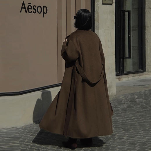 【顺丰包邮】03907 洛诗琳高奢初减澳毛立领骆驼绒长款毛呢大衣247660 商品图3