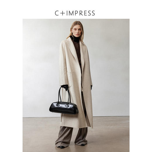 松弛感牦牛绒桑蚕丝羊毛混纺时髦抽绳浴袍式大衣2024冬新DY2404002 商品图1