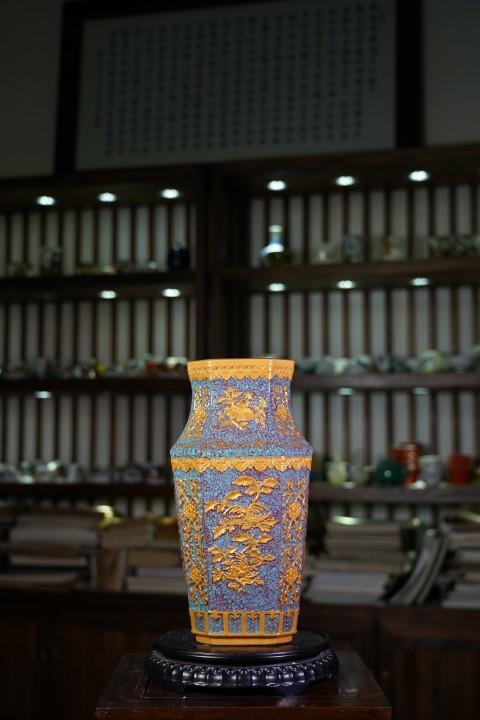 古铜彩雕刻镶器 商品图0