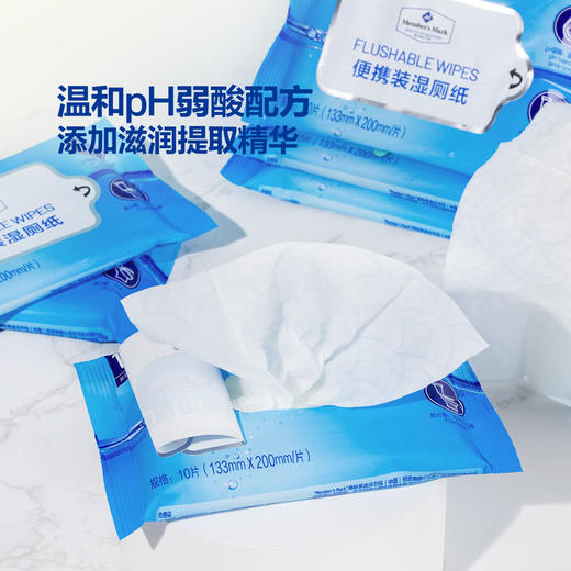 聚便利 X 山姆 Member's Mark 便携装湿厕纸 1包/10片（133mm*200mm/片） 商品图3