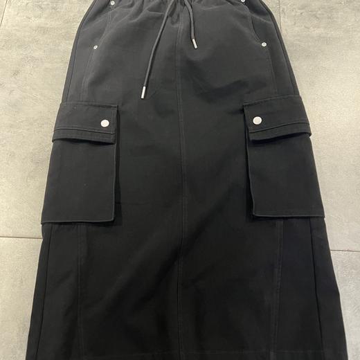 N3橡筋抽绳双口袋工装长半裙（黑） 秋季 143160210321 商品图3