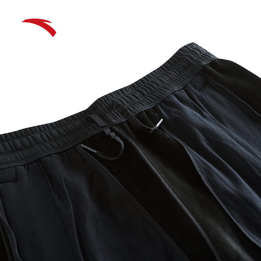 安踏（ANTA）针织运动长裤男秋冬新款加绒直筒黑色休闲运动裤子152447315N 商品图1