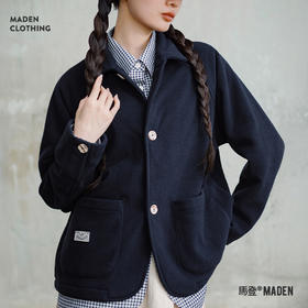 马登美式摇粒绒翻领外套暖呼呼保暖夹克休闲开衫抓绒上衣冬季女