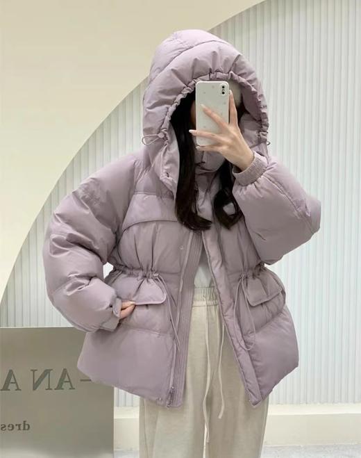 【YW】无忧购韩版抽绳收腰显瘦小个子连帽百搭50%白鸭绒羽绒服24012（截单后7天发货)25年清仓捡漏 商品图0
