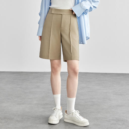 【内购】25年春通勤系列都市白领日常休闲通勤中裤立体折长直腿型西装短裤-57966 商品图1