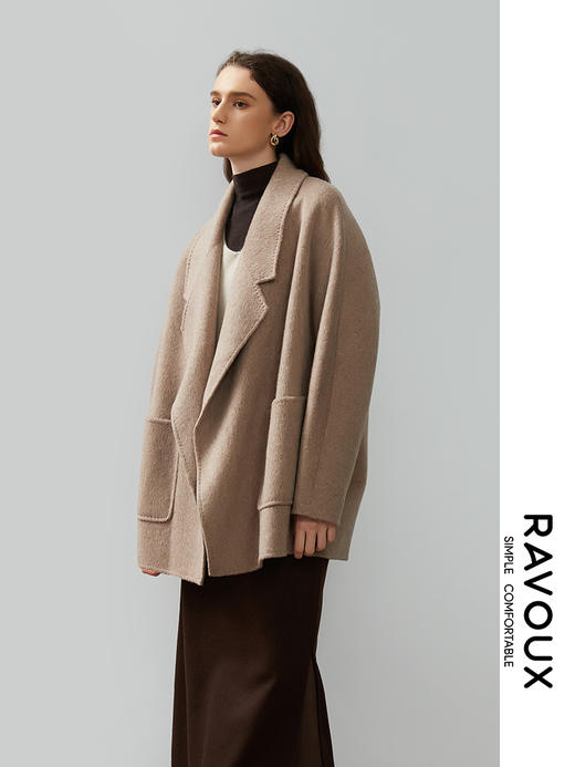 264269909中长牦牛绒混纺大衣 商品图1