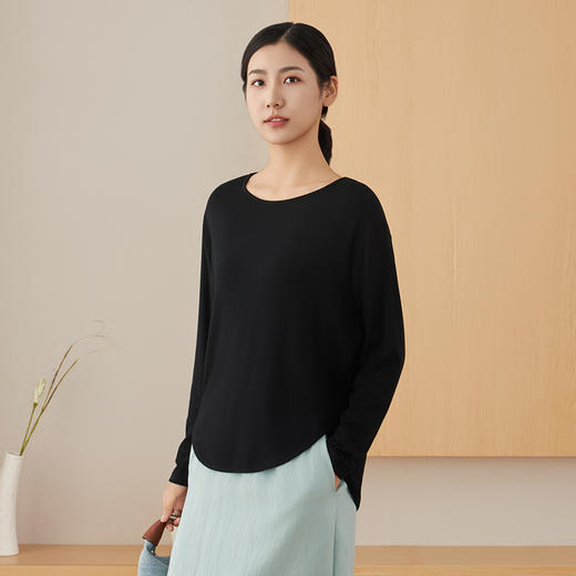 weyo秋冬女士羊毛养肤衣弧形底边上衣打底衫A32306 商品图2
