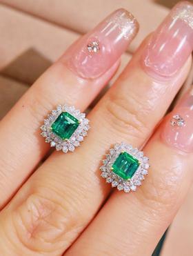 1.46克拉祖母绿耳钉