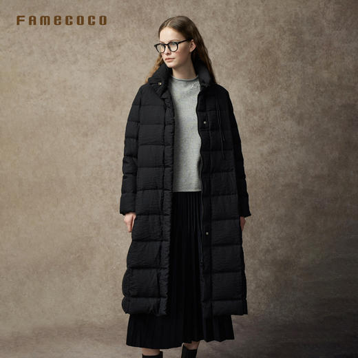 Famecoco范可儿中式立领连帽长款羽绒服FAC8AH008 商品图3