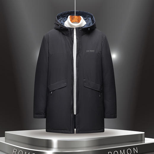 【双面穿 可拆卸帽】罗蒙秋冬男装羽绒服男士中长款连帽羽绒服舒适保暖外套男 商品图5