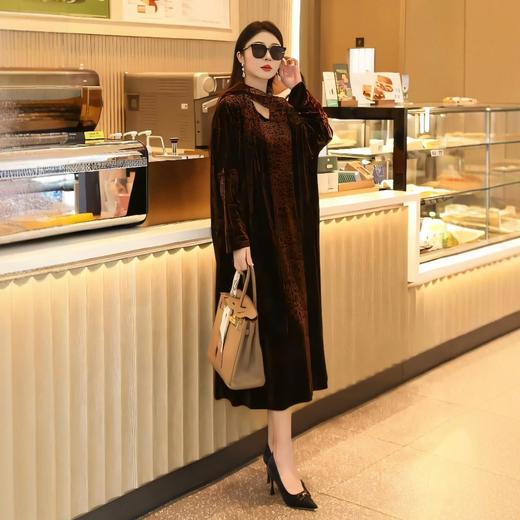 丁摩 秋季新款大码复古贵夫人气质豹纹妈妈装连衣裙宽松显瘦时尚长裙女4ZF-75335 商品图1