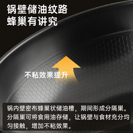 炊大皇 黑金蜂巢32cm炒锅 无涂层精铁锅无盖 炉灶通用平底炒菜锅 CG32HJ 商品图1