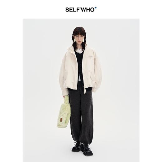 SELFWHO白鸭绒双头拉链羽绒服外套女2024冬宽松保暖防风飞行夹克 商品图3