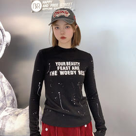 B1小立领泼墨打底长袖T恤41015（黑） 冬季 344030080321