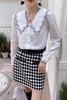 amadella 黑白菱形高腰拼皮半裙 14158 商品缩略图1