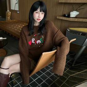 【顺丰包邮】04235 洛诗琳设计感亲肤不撞款套头刺绣字母毛衫518